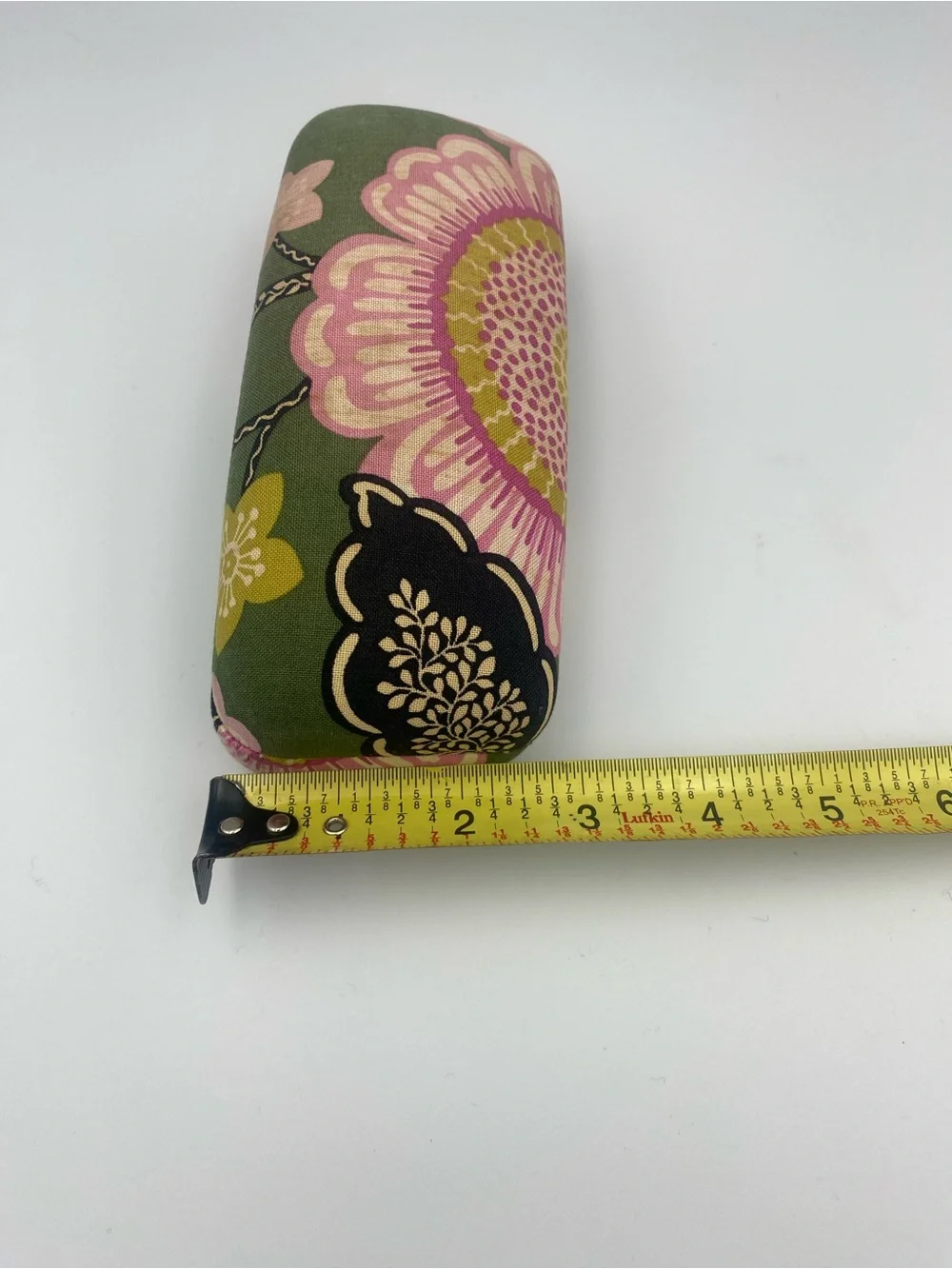 Vera Bradley Olive Green Floral Eyeglass Case with Pink and Gold Accents